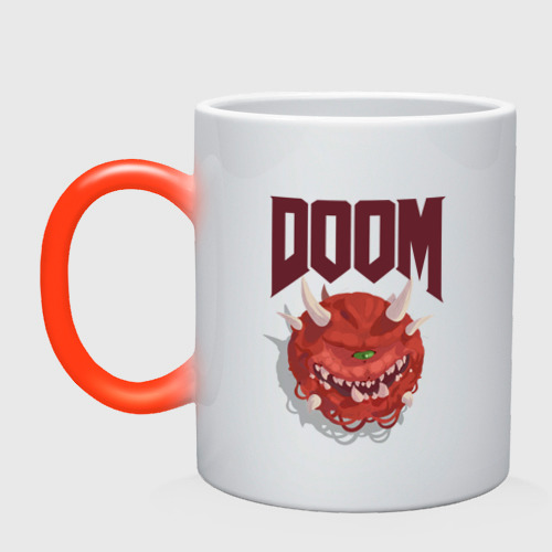 Кружка хамелеон Doom, цвет белый + красный