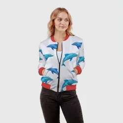 Женский бомбер 3D Рай для дельфина - фото 2