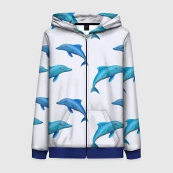 Женская толстовка 3D на молнии Рай для дельфина