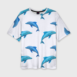 Женская футболка oversize 3D Рай для дельфина