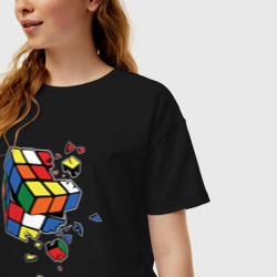 Женская футболка хлопок Oversize Кубик Рубика - фото 2