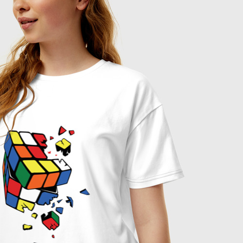 Женская футболка хлопок Oversize Кубик Рубика - фото 3