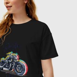 Женская футболка хлопок Oversize Мотоцикл - фото 2