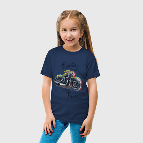 Детская футболка хлопок Мотоцикл, цвет темно-синий - фото 5