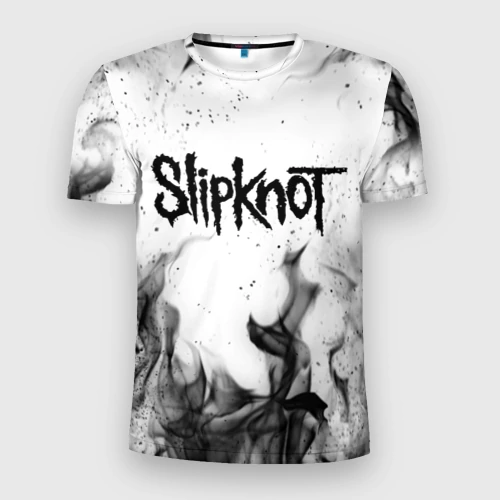 Мужская футболка 3D Slim с принтом Slipknot, вид спереди #2