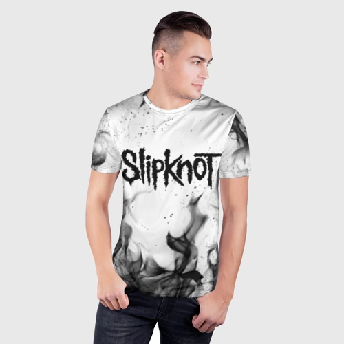 Мужская футболка 3D Slim с принтом Slipknot, фото на моделе #1