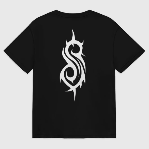 Мужская футболка хлопок Oversize с принтом Slipknot на спине, вид сзади #1