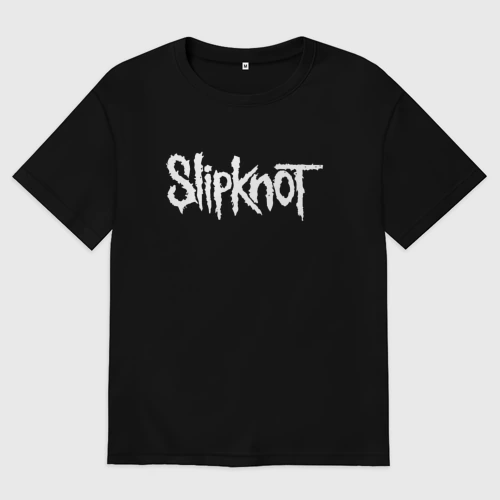 Мужская футболка хлопок Oversize с принтом Slipknot на спине, вид спереди #2
