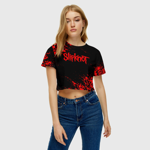 Женская футболка Crop-top 3D Slipknot, цвет 3D печать - фото 3