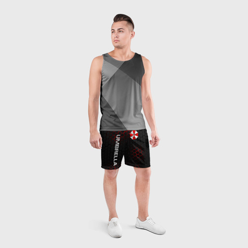 Мужские шорты спортивные с принтом UMBRELLA CORP, вид сбоку #3
