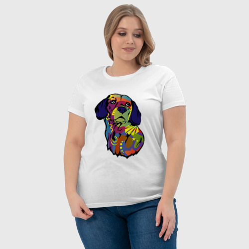 Женская футболка хлопок Берегись биглей, цвет белый - фото 6