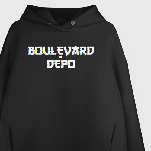Женское худи Oversize хлопок Logo boulevard depo, цвет черный - фото 3