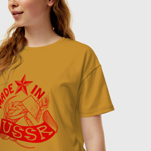 Женская футболка хлопок Oversize Сделано в СССР красный, цвет горчичный - фото 3