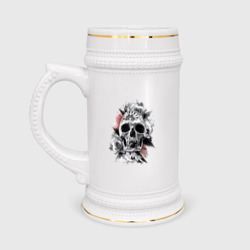 Кружка пивная Vanguard skull and flowers