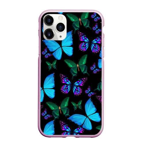 Чехол для iPhone 11 Pro матовый Бабочки, цвет розовый