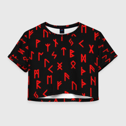 Женская футболка Crop-top 3D Красные руны