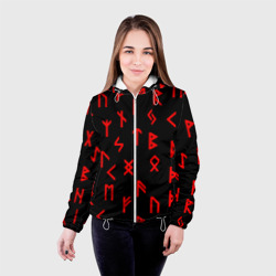 Женская куртка 3D Красные руны - фото 2
