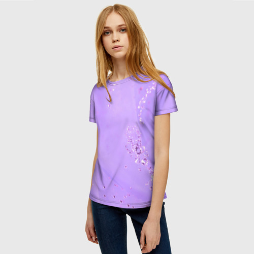 Женская футболка 3D Сиреневый цвет, цвет 3D печать - фото 3