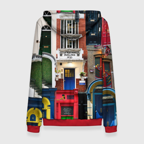 Женский костюм с толстовкой 3D London Doors цифровой коллаж, цвет красный - фото 2
