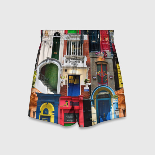 Детские спортивные шорты 3D London Doors цифровой коллаж, цвет 3D печать - фото 2