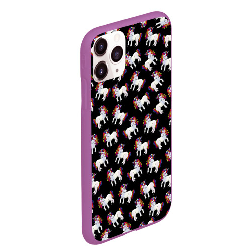 Чехол для iPhone 11 Pro Max матовый Единороги, цвет фиолетовый - фото 3