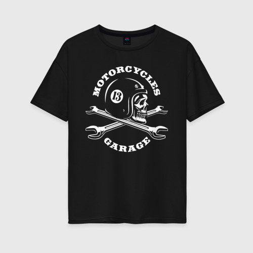 Женская футболка хлопок Oversize Garage, цвет черный