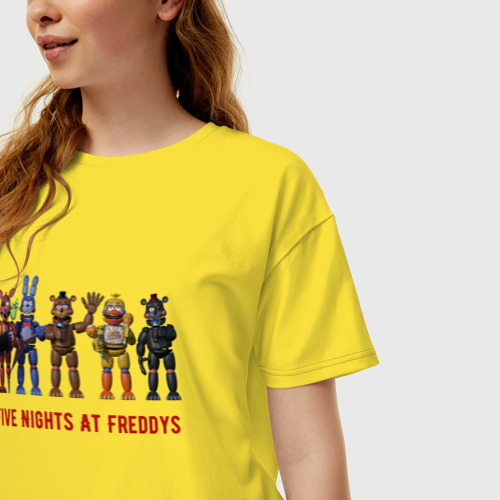 Женская футболка хлопок Oversize Five Nights At Freddys, цвет желтый - фото 3