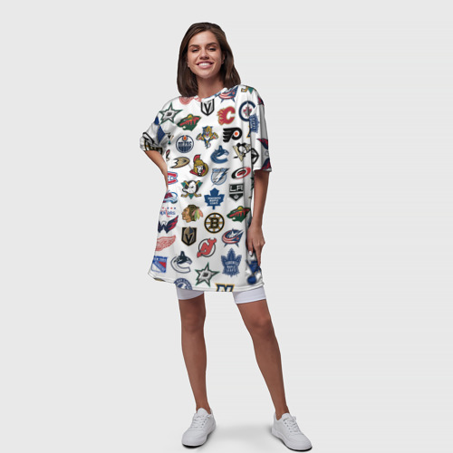 Платье-футболка 3D Логотипы НХЛ, цвет 3D печать - фото 5