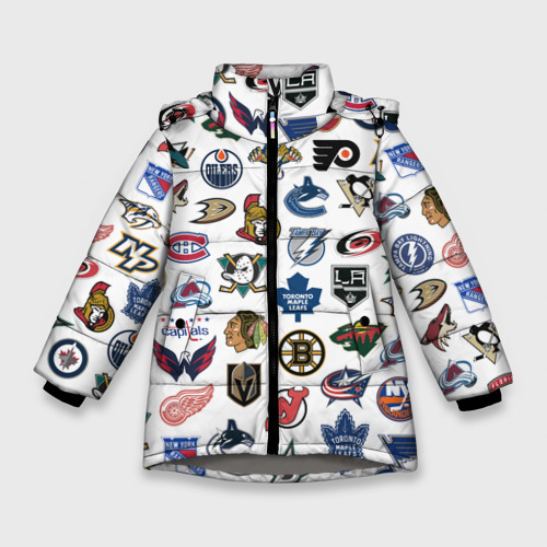 Зимняя куртка для девочек 3D Логотипы НХЛ, цвет светло-серый