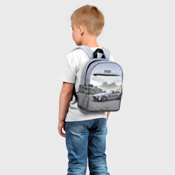 Рюкзак с принтом Mercedes v8 biturbo для ребенка, вид на модели спереди №2. Цвет основы: белый