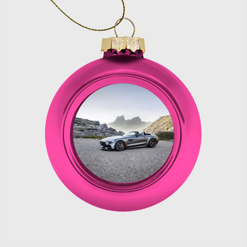 Стеклянный ёлочный шар Mercedes v8 biturbo, цвет розовый