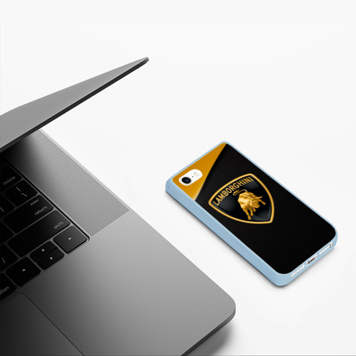 Чехол для iPhone 5/5S матовый Lamborghini, цвет голубой - фото 5