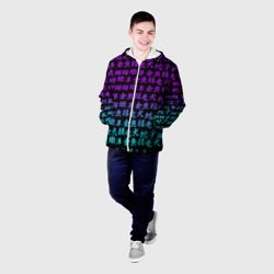 Мужская куртка 3D Неоновые иероглифы neon - фото 2