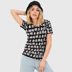 Женская футболка 3D Slim Иероглифы глитч - фото 2