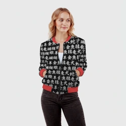 Женский бомбер 3D Иероглифы - фото 2