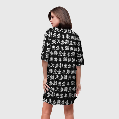 Платье-футболка 3D Иероглифы, цвет 3D печать - фото 4