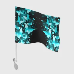 Флаг для автомобиля Неоновые бабочки neon