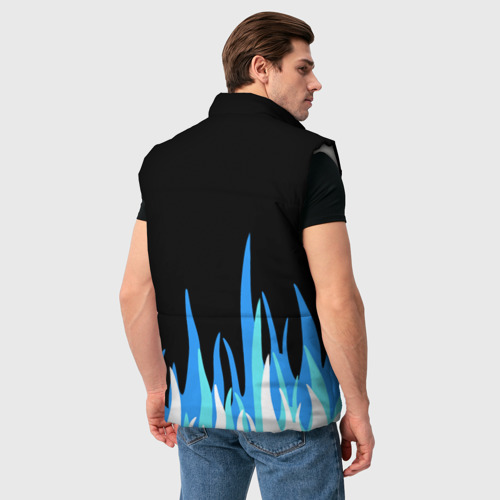 Мужской жилет утепленный 3D Синее пламя, цвет светло-серый - фото 4