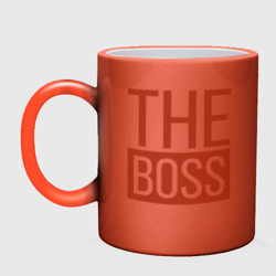 Кружка с принтом The boss для любого человека, вид спереди №2. Цвет основы: белый + красный