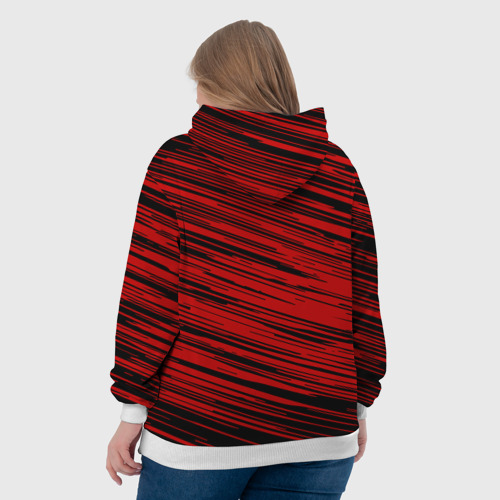 Женская толстовка 3D красные полосы лого оверлорд, цвет 3D печать - фото 7
