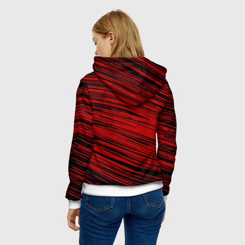 Женская толстовка 3D красные полосы лого оверлорд, цвет 3D печать - фото 4