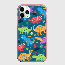 Чехол для iPhone 11 Pro Max матовый Арт с динозаврами