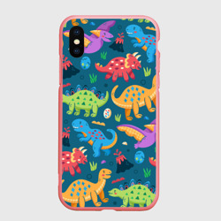 Чехол для iPhone XS Max матовый Арт с динозаврами