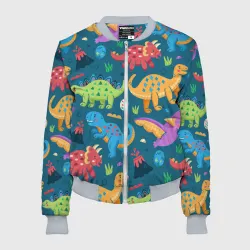 Женский бомбер 3D Арт с динозаврами