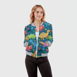 Женский бомбер 3D Арт с динозаврами - фото 2