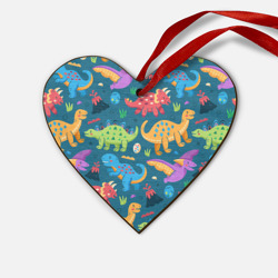 Деревянная игрушка Сердце Арт с динозаврами