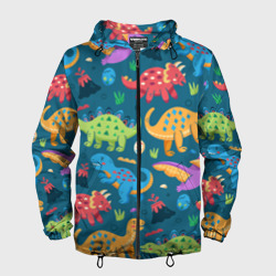 Мужская ветровка 3D Арт с динозаврами