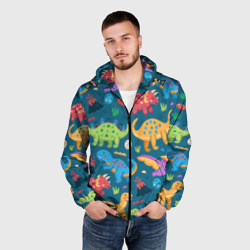 Мужская ветровка 3D Арт с динозаврами - фото 2