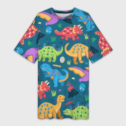 Платье-футболка 3D Арт с динозаврами