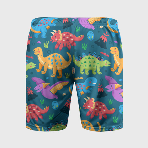 Мужские шорты спортивные Арт с динозаврами, цвет 3D печать - фото 2